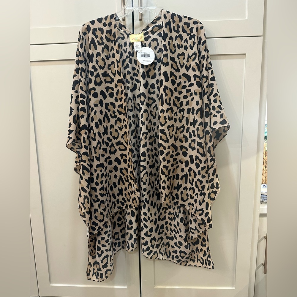 Leopard Print Kimono Jacket - Beige/Black NWT